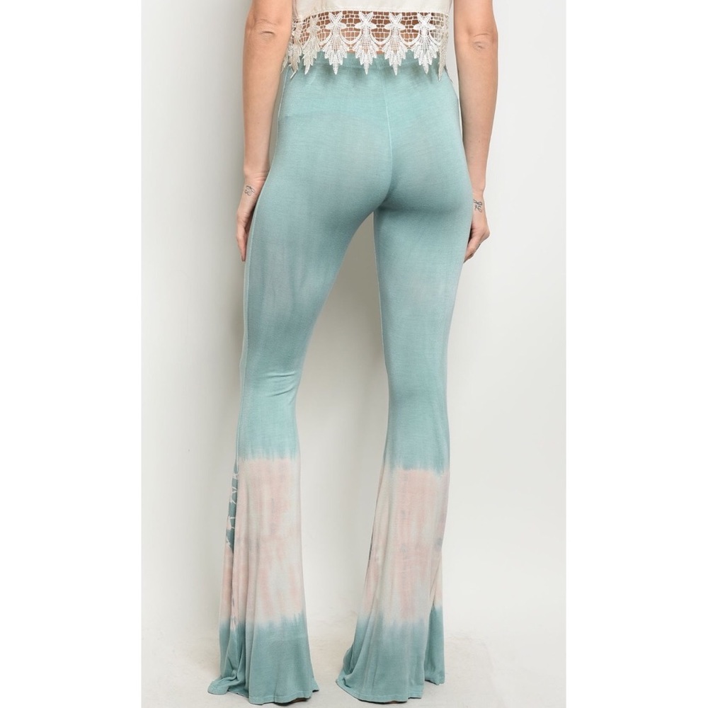 ❗️CLEARANCE❗️Mint Cream Tie Dye Bell Bottoms S M L - Picture 4 of 4